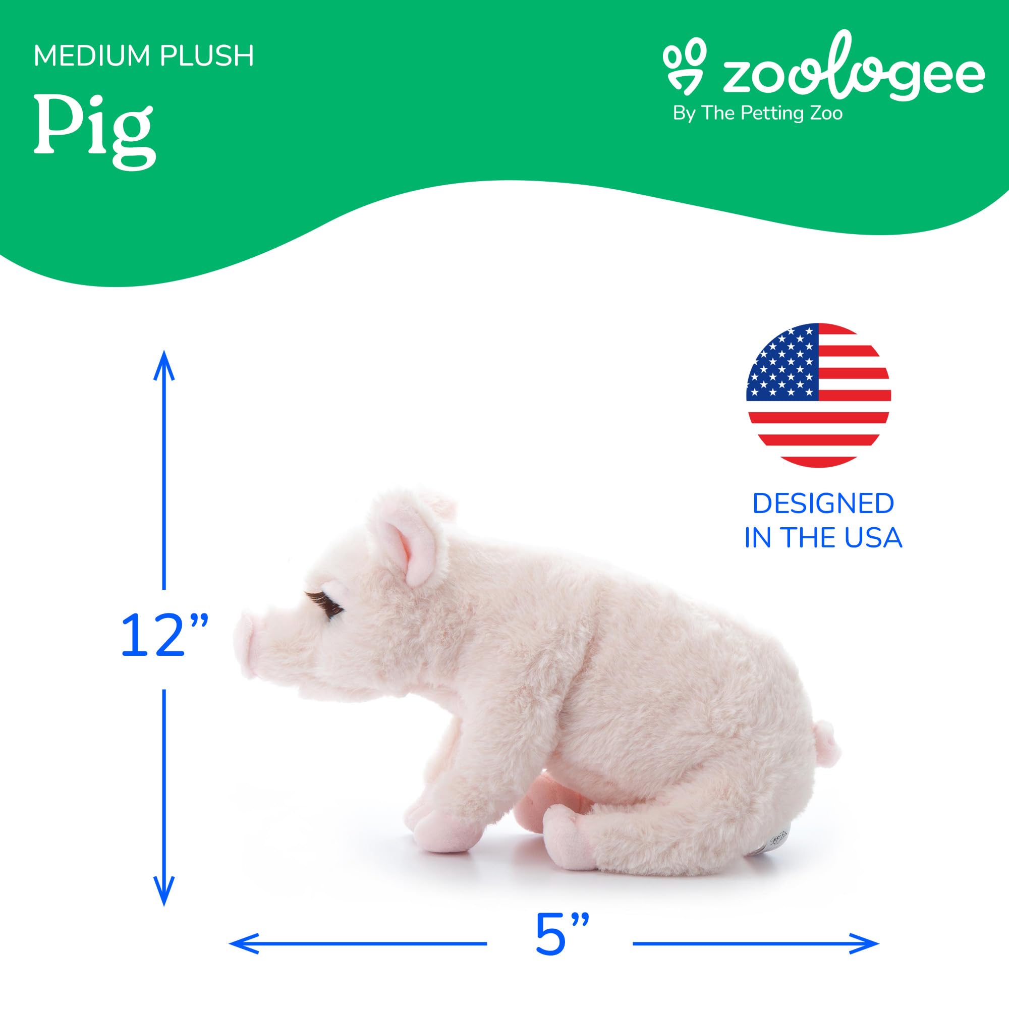 Amazon.com: The Petting Zoo Lash'z Pig Stuffed Animal Plushie